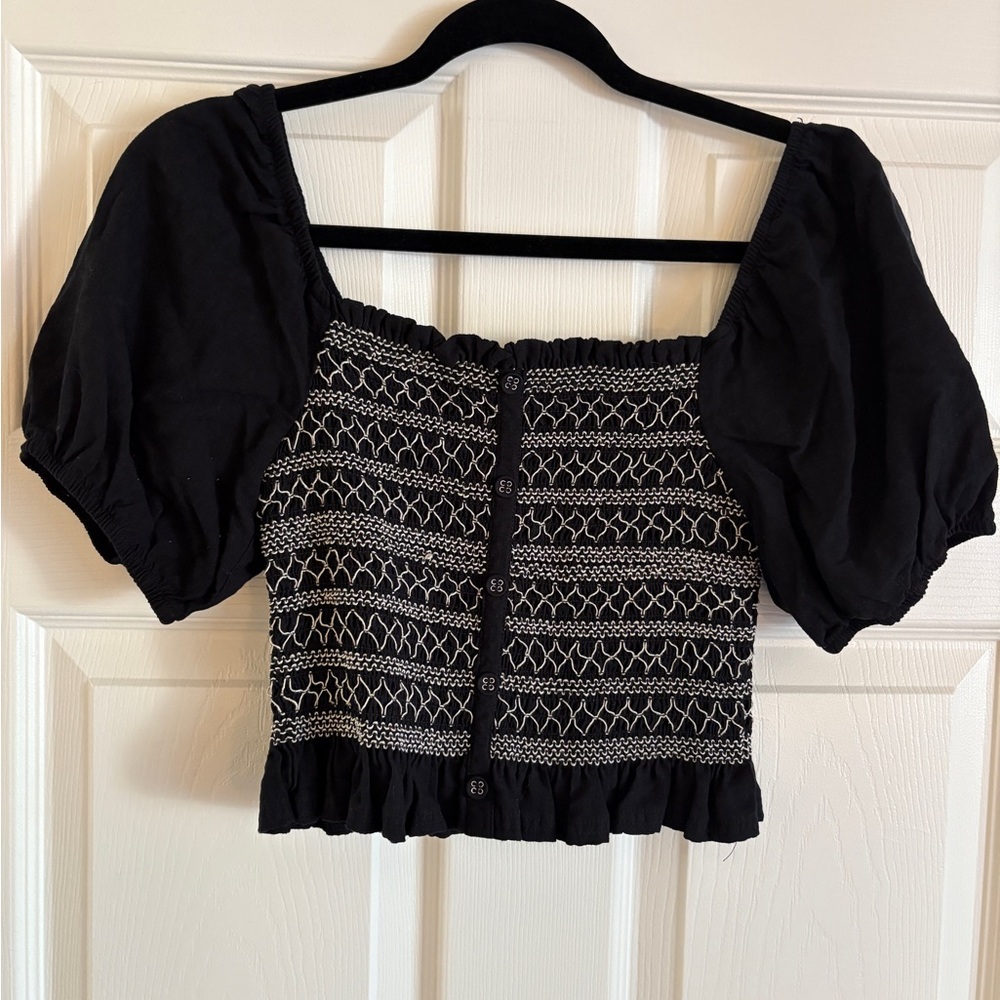 Francesca’s Black Puff Sleeve Women's Top Size M